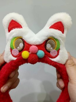 คาดผมตรุษจีน หัวสิงโตติดปอมปอม