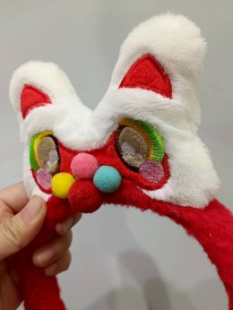 คาดผมตรุษจีน หัวสิงโตติดปอมปอม