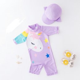  ชุดว่ายน้ำเด็ก pastel purple unicorn (SW112)