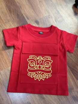 เสื้อแขนสั้นเด็ก เสื้อเชิดสิงโตขออั่งเปา 