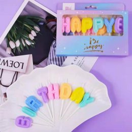 เทียน Happy Birthday สีพาสเทล
