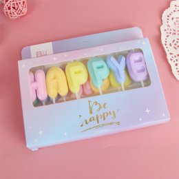 เทียน Happy Birthday สีพาสเทล