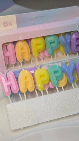 เทียน Happy Birthday สีพาสเทล
