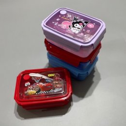 กล่องเก็บอาหารการ์ตูน 3 ช่อง พลาสติก pp มีตัวล็อค