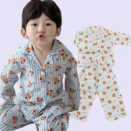 ชุดนอนเด็กสไตล์เกาหลี oppa pyjamas ทรงเชิ้ตคอปก 