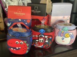 กระติกน้ำหลอดเด้ง milonbear ทรงโดนัทรุ่นพรีเมี่ยม