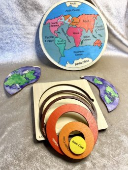 Layer of the EARTH / WORLD map PUZZLE เรียนรู้โลกของเรา