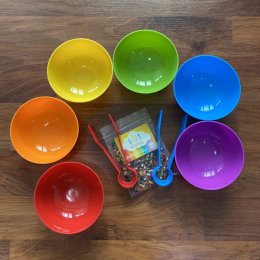 Rainbow cup 6 สีพร้อมที่คีบ 2 ชิ้นแถมฟรีเม็ดบีทถุงเล็ก
