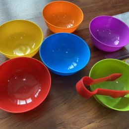 Rainbow cup 6 สีพร้อมที่คีบ 2 ชิ้นแถมฟรีเม็ดบีทถุงเล็ก