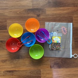 Rainbow cup 6 สีพร้อมที่คีบ 2 ชิ้นแถมฟรีเม็ดบีทถุงเล็ก