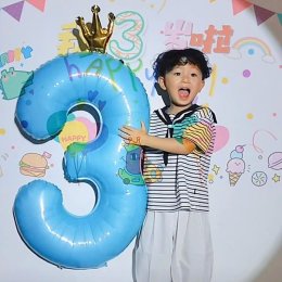 สีฟ้า Number 0-9 balloon บอลลูนตัวเลข พร๊อพแต่งงาน วันเกิด