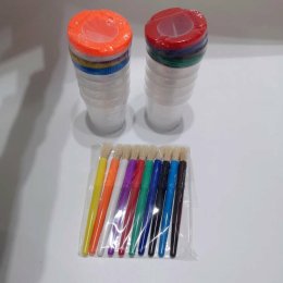 Paint Cup with brush set เซ็ตถ้วย 10 ใบพร้อมพู่กัน 10 สี