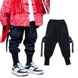 กางเกงฮิปฮอปเด็ก ทรงเท่ใส่สบาย แต่งสายเข็มขัดสุดเท่