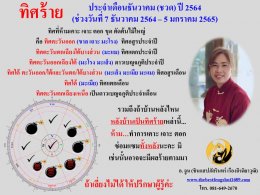 ทิศร้ายประจำเดือนธันวาคม 2564