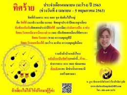 ทิศร้ายประจำเดือนเมษายน 2563