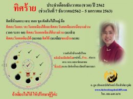 ทิศร้ายประจำเดือนธันวาคม 2562