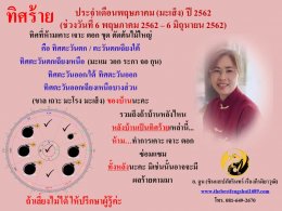 ทิศร้ายประจำเดือนพฤษภาคม 2562