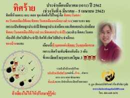 ทิศร้ายประจำเดือนมีนาคม 2562