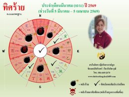 ทิศร้ายประจำเดือนมีนาคม 2569