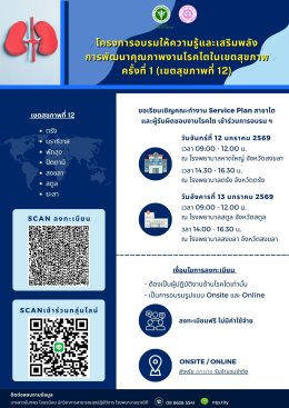 โครงการอบรมให้ความรู้และเสริมพลัง การพัฒนาคุณภาพงานโรคไตในเขตสุขภาพ