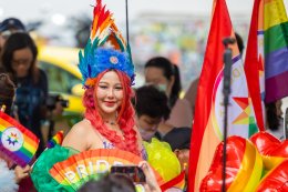 Waii-Ohm-Chompoo, representatives of PRIDE NATION SAMUI, join the parade at the Bangkok Pride Festival 2024 amidst the power of the LGBTQIAN+ public.