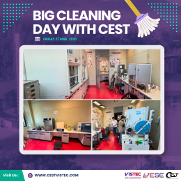  Big Cleaning Day    วันที่ 27 มีนาคม 2569 ศูนย์ความเป็นเลิศด้านเทคโนโลยีกักเก็บพลังงาน (CEST) สถาบันวิทยสิริเมธี (VISTEC) 