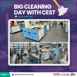  Big Cleaning Day    วันที่ 27 มีนาคม 2569 ศูนย์ความเป็นเลิศด้านเทคโนโลยีกักเก็บพลังงาน (CEST) สถาบันวิทยสิริเมธี (VISTEC) 