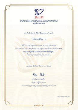 โรงเรียนวุฒิวิทยา 2 ได้รับการประกันคุณภาพภายนอก (พ.ศ. 2566 - 2570)