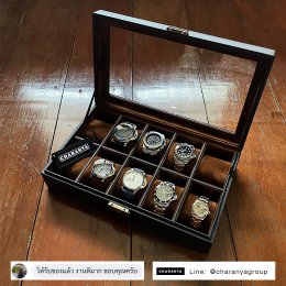 รีวิวกล่องนาฬิกา 10 Slots Watches Box กล่องใส่นาฬิกา 10 เรือน หุ้มหนัง อย่างดี สีน้ำตาล สีช้อค สีน้ำตาลไหม้ งานดี วัสดุดี เกรดพรีเมี่ยม สวยหรู ดูแพง หมอนนิ่มใส่นาฬิกาไซส์ใหญ่ได้ถึง 55มม. มีกุญแจล็อค มอบเป็นของขวัญได้ ของขวัญให้ผู้ชาย ของขวัญให้ลูกค้าวีไอพ