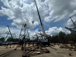 Pre assembly prototype High Voltage Electric Towers DEMCO Lopburi