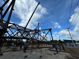 Pre assembly prototype High Voltage Electric Towers DEMCO Lopburi