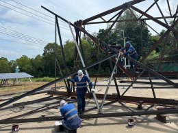 Pre assembly prototype High Voltage Electric Towers DEMCO Lopburi