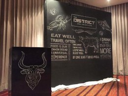 "The District Bar & Grill Room" Back drop painting