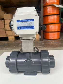 1 1/2” บอลวาล์ว 3 ทางUPVC ประกอบมอเตอร์วาล์ว 4-20mA 220Vac