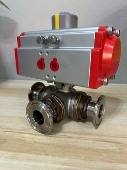 Ferrule DN25 3 way T port DIRECT MOUNTING for ferrule clamp Pneumatic Actuator RATDA52 