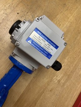 2 นิ้ว วาล์วปีกผีเสื้อ Butterfly valve ประกอบหัวขับวาล์ว AKK05 ขนานแรงบิด 50 นิวตัน-เมตร เปิด-ปิดน้ำไฟฟ้า 220VAC   