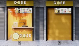 [ภาพงานผลิตจริงและงานออกแบบ] เคาน์เตอร์ร้าน DOSE Lemon&Honey ขนาด 1.4 x 0.8 เมตร  l บริการออกแบบ ผลิต และติดตั้งครบวงจร