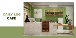 งานออกแบบร้านกาแฟ เบเกอรี่ DAILY LOG ร้านกาแฟโทนสีเขียว  l บริการออกแบบ ผลิต และติดตั้งครบวงจร