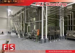 งานเคลือบพื้น ด้วย PU coating ห้องเครื่อง