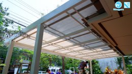 หลังคาโปร่งแสงไฟเบอร์กลาส Cool roof งานกันสาด หน้าบ้าน