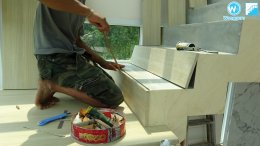 ติดตั้ง บันไดกันปลวก Wood Cement Board บนบันไดปูนที่ ไม่ได้ขนาด