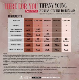 "ทิฟฟานี่" กลับมาหาชาวยองวอนไทยและโซวอนไทยอีกครั้ง "TIFFANY YOUNG 2025 FAN-CONCERT TOUR [Here for You] IN BANGKOK" 19 เม.ย. นี้ 