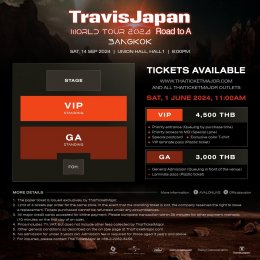 Travis Japan กับทัวร์รอบโลกครั้งแรกของพวกเขา เยือน 6 เมืองใหญ่ ใน Travis Japan World Tour 2024 Road to A  