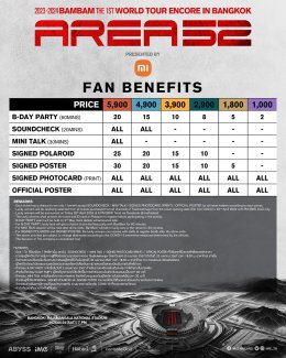 พร้อมมั้ย? อังกอร์คอนเสิร์ต AREA 52 อินราชมังฯ กดบัตร 6 เม.ย.นี้ ผัง และสิทธิพิเศษเริ่ด!  แบมแบม มีเซอร์ไพรส์!!