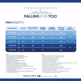 พิเศษ!! เพิ่มสิทธิ์พิเศษเพื่อไปสร้างความทรงจำดีๆร่วมกัน ใน “YOOYEONSEOK DEBUT 20th ANNIVERSARY ASIA FANMEETING TOUR IN BANGKOK, FALLING FOR YOO” 