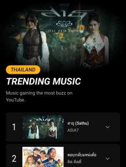 เพลงของคนที่ยังไม่หมดศรัทธา! "สาธุ - ASIA7 feat. ปลาย กนกพร" ครองมิวสิกวิดีโอมาแรงอันดับ #1 ใน YouTube Music Chart Thailand