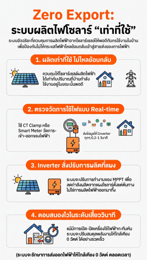 Zero export : ระบบผลิตไฟโซลาร์ "เท่าที่ใช้"