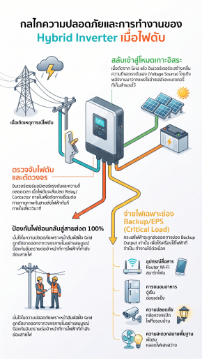 กลไกการทำงานของ Hybrid inverter เมื่อไฟดับ
