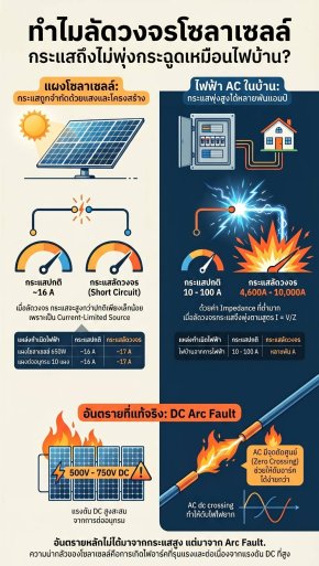 ทำไมแผงโซลาร์เซลล์เวลาเกิดการ short-circuit กระแสถึงไม่สูงมาก?