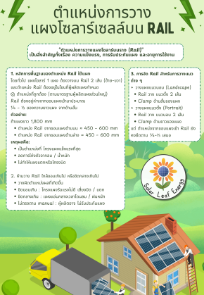 ตำแหน่งการวาง แผงโซลาร์เซลล์บน Rail